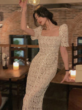 Hnewly Sexy Lace Long Fairycore Dress Women Korean Elegant Vintage Bodycon Dress Casual Evening Party Dress Female 2023 Summer Fashion